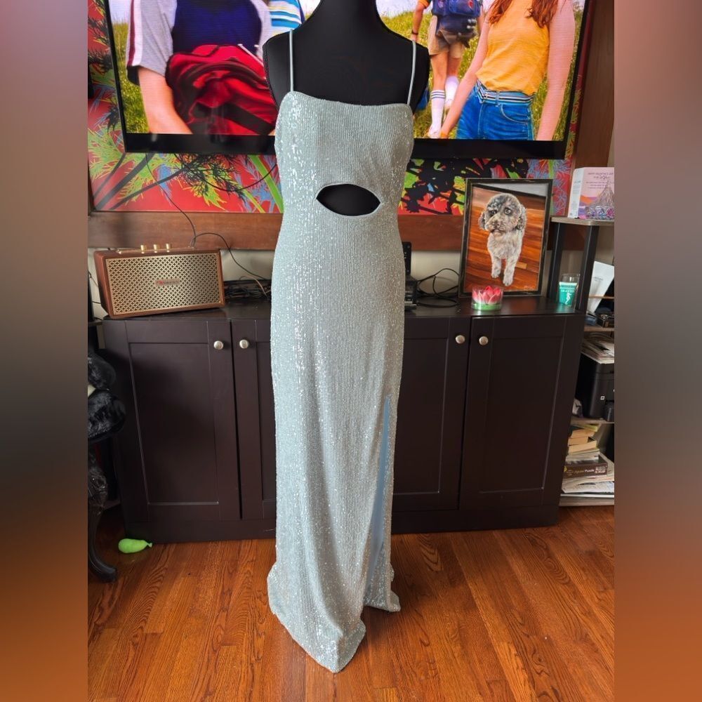 Xscape light blue sequin Evening Gown in size 6